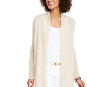 Vineyard Vines CASHMERE Cozy Tan Open-Front Cardigan Sweater